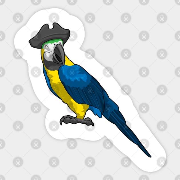 Parrot as Pirate with Hat Sticker by Markus Schnabel